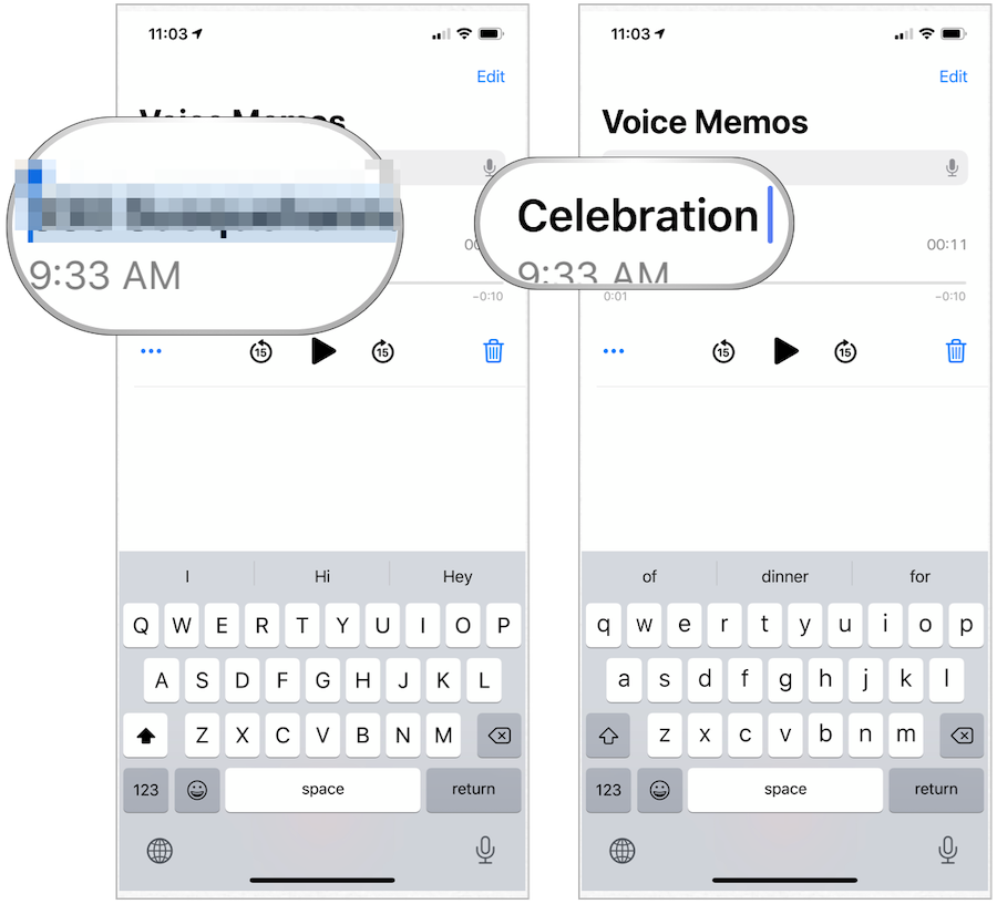 Zmeniť názov hlasových poznámok iPhone