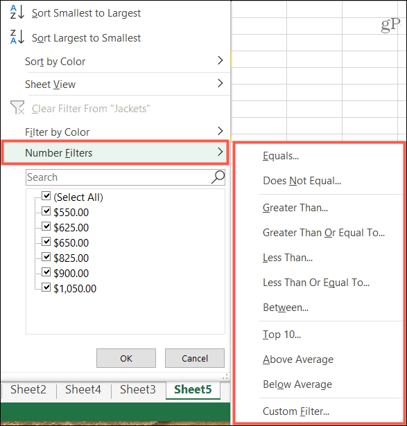 Filtrovať podľa podmienky v programe Excel