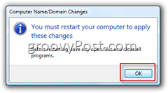 Windows Vista Pripojte sa k potvrdeniu domény AD služby Active Directory a reštartujte počítač