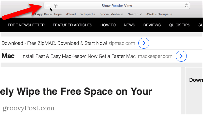Zobraziť zobrazenie aplikácie Reader v prehliadači Safari pre počítače Mac