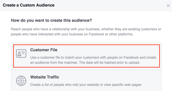 Vytvorte si vlastné publikum na Facebooku pomocou zoznamu zákazníkov.