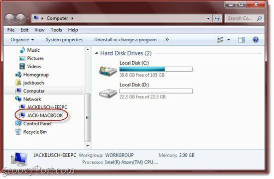 Zdieľanie súborov a priečinkov OS X - Windows 7