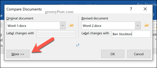 Ďalšie možnosti na porovnanie dokumentov aplikácie Microsoft Word