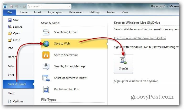 Postup mapovania sieťovej jednotky na Windows Live Skydrive pomocou balíka Office 2010