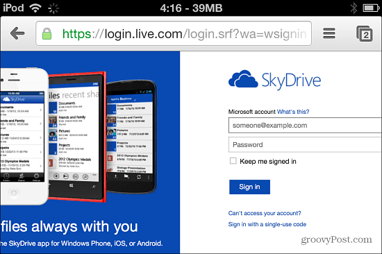 Prihláste sa do SkyDrive