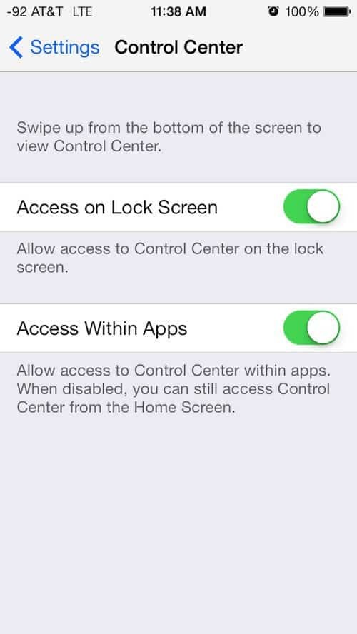 Ako zakázať iOS 7 Control Center pri používaní aplikácií