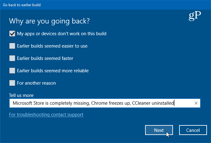 prejdite späť na predchádzajúcu verziu systému Windows 10