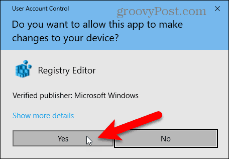 Dialógové okno Kontrola používateľských účtov v systéme Windows 10