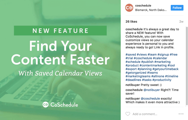 V titulku nasmerujte používateľov na odkaz na blogový príspevok vo svojom životopise Instagram.