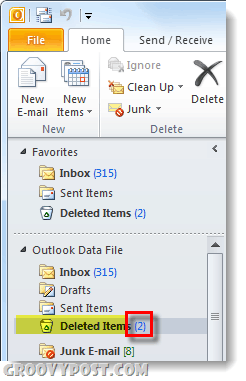 priečinok odstránených položiek programu Outlook 2010
