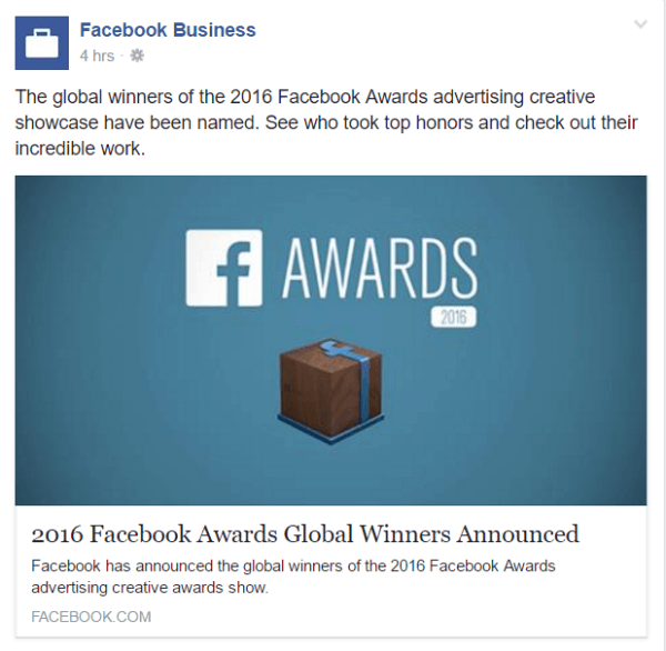 2016 facebookové ceny