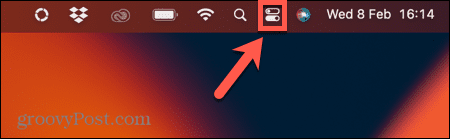 ikonu ovládacieho centra na paneli nástrojov Mac