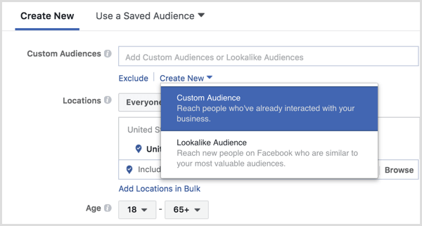 Facebook Ads Manager vytvára vlastné publikum počas nastavovania reklamy