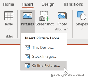 Vloženie obrázka z online zdroja v programe PowerPoint