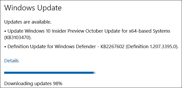Aktualizácia z októbra (KB3103470) pre náhľad na zasvätené informácie v systéme Windows 10