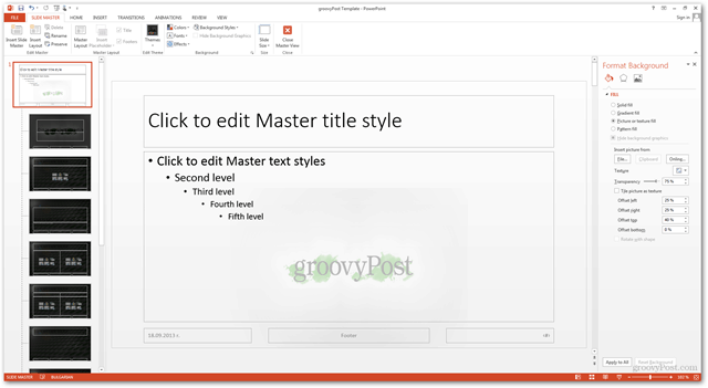 Vytvorenie šablóny balíka Office 2013 Prispôsobenie dizajnu POTX Prispôsobenie snímok Prezentácia Výučba Ako rôzne pozadie pozadia