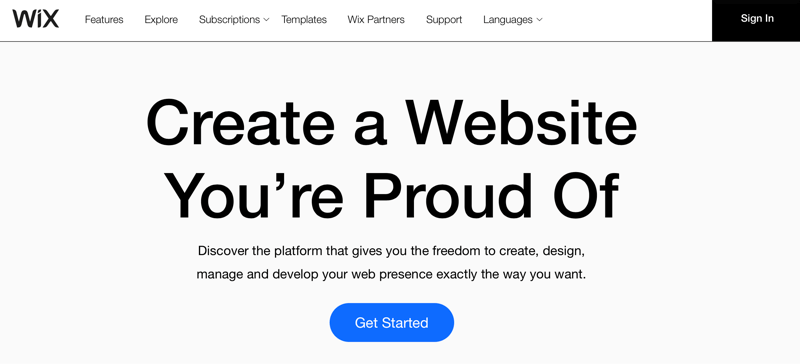 Nadpis Wix.com 'Vytvorte web, na ktorý ste hrdí'