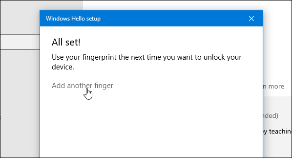 4 Windows Hello Fingerprint Complete Pridať ďalšie