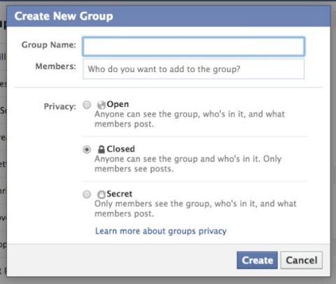 obrazovka nastavenia skupiny facebook