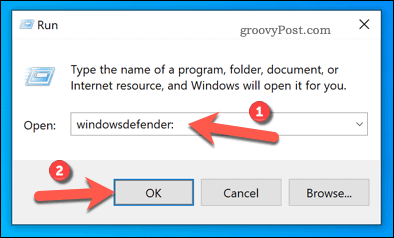 Otvorenie zabezpečenia systému Windows pomocou príkazu Spustiť v systéme Windows