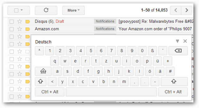 gmail klávesnica na obrazovke