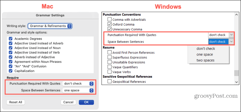 Nastavenia interpunkcie na počítačoch Mac a Windows