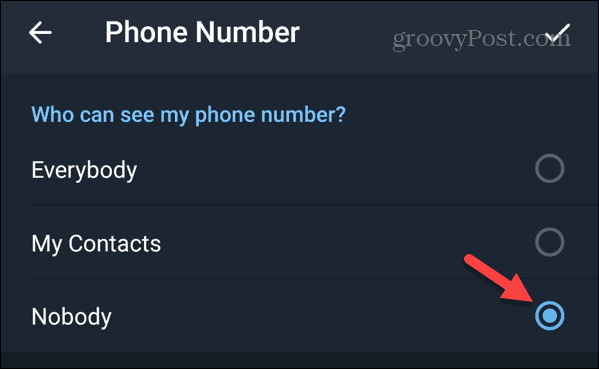 Nikto nemôže vidieť moje telefónne číslo v telegrame v systéme Android