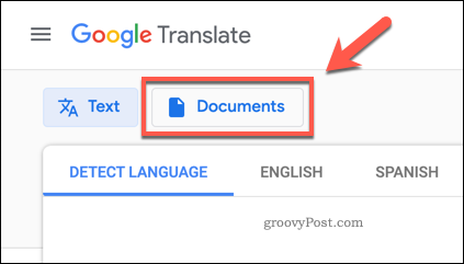 Tlačidlo Dokumenty Google Translate
