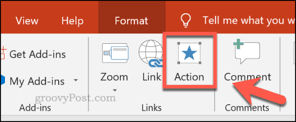 Nastavenie akcie v programe PowerPoint