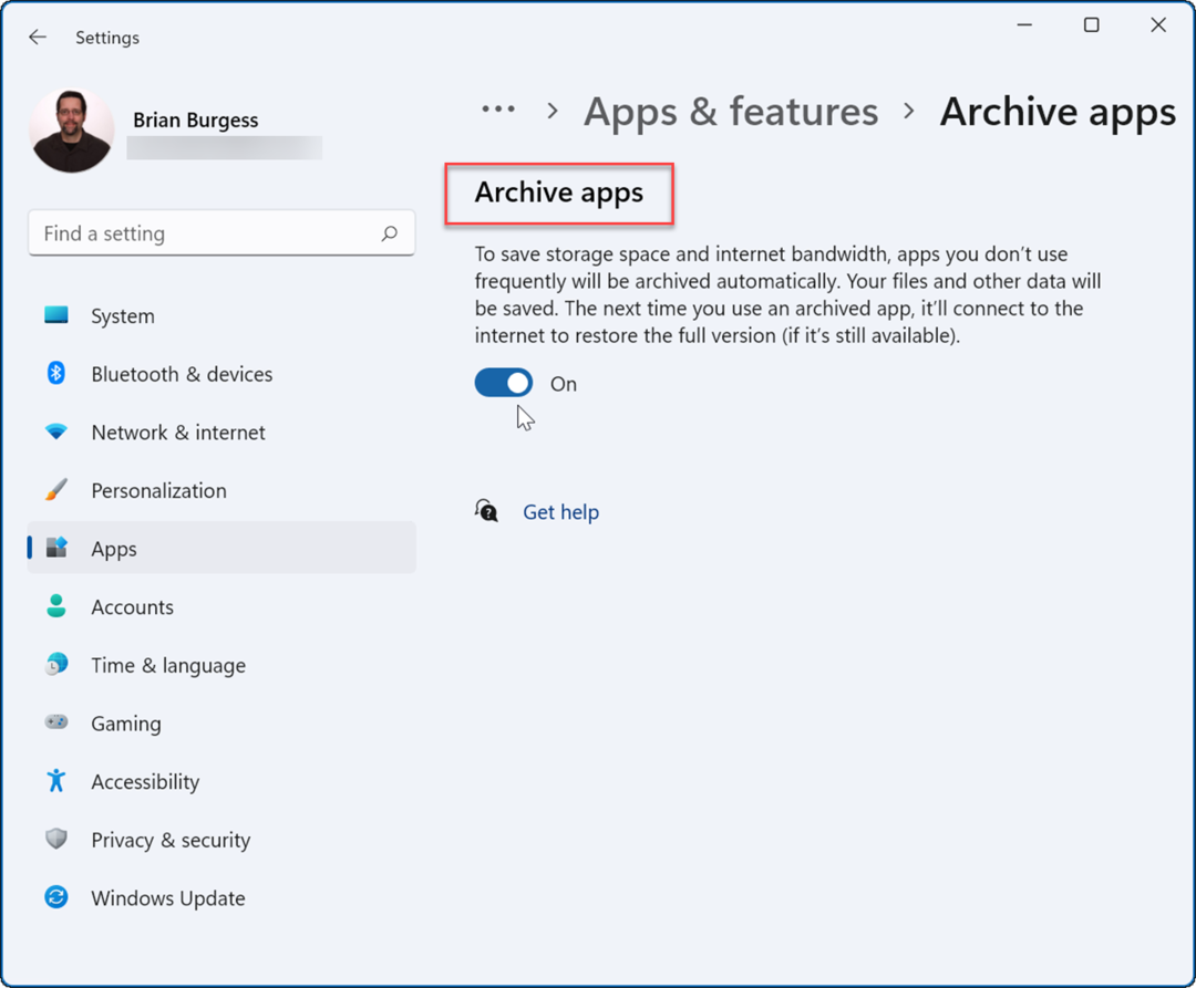 Ako povoliť archiváciu aplikácií v systéme Windows 11