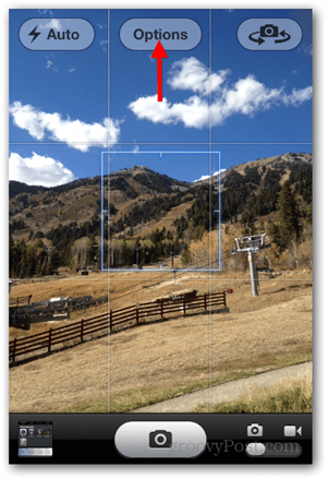 Nasnímajte panoramatickú fotografiu pre iPhone iOS - Klepnite na Možnosti
