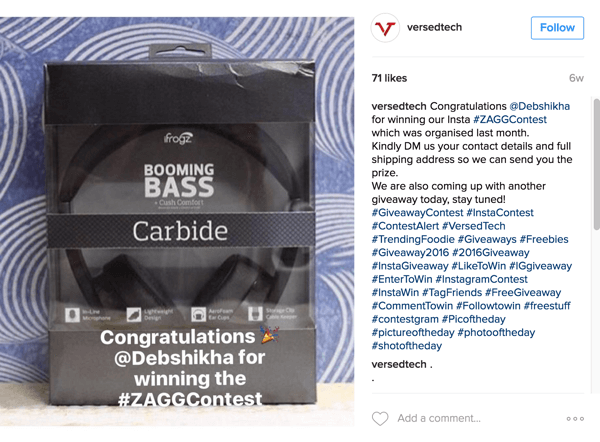 Nezabudnite vyhlásiť víťaza svojej instagramovej selfie súťaže.