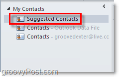 Navrhované kontakty v programe Outlook 2010