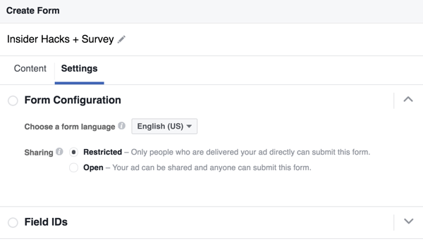 Môžete si zvoliť jazyk pre svoj formulár pre potenciálnych zákazníkov na Facebooku.