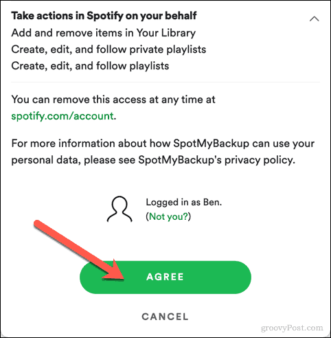 Schvaľuje sa prístup SpotMyBackup k Spotify