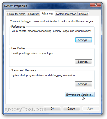 Premenné prostredia systému Windows 7