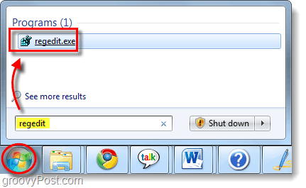 spustite program regedit vo Windows 7