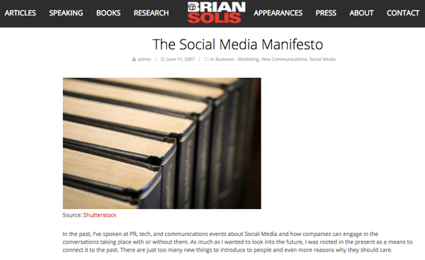 Keď Brian videl potenciál sociálnych médií, napísal The Social Media Manifesto.