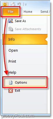 Možnosti súboru v programe Outlook 2010
