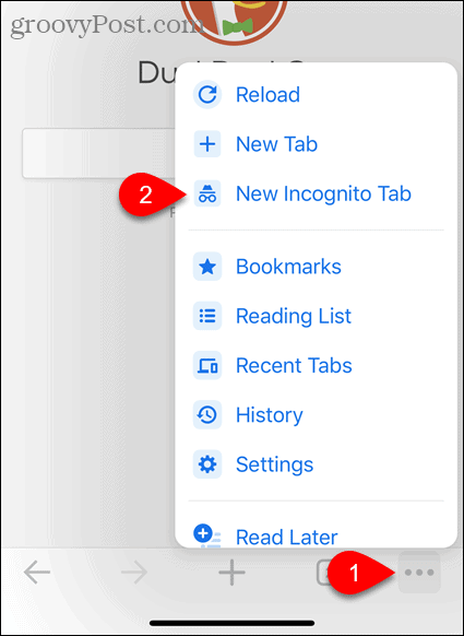 Klepnite na novú kartu inkognito v prehliadači Chrome pre iOS