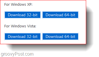 Windows XP a Windows Vista 32-bitové a 64-bitové súbory na stiahnutie