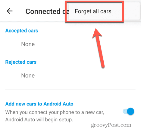 android auto zabudnúť na všetky autá