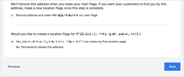 Ak má vaša hlavná stránka adresu, môžete ju pridať a vytvoriť tak stránku s umiestnením na Facebooku.