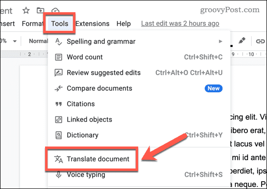 Preložte dokument v službe Dokumenty Google