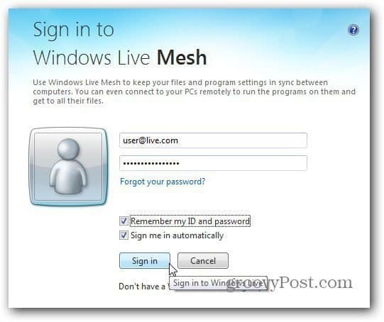 prihlásiť sa v službe Windows Live