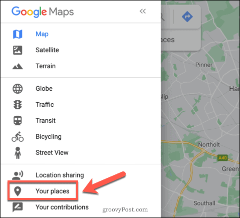 Možnosť Mapy Google Vaše miesta