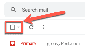 Tlačidlo Vybrať e-mail v Gmaile