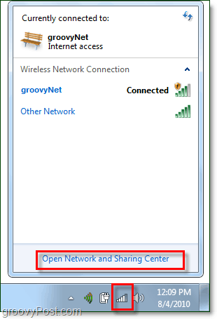 spravovať siete zo systémovej lišty systému Windows 7
