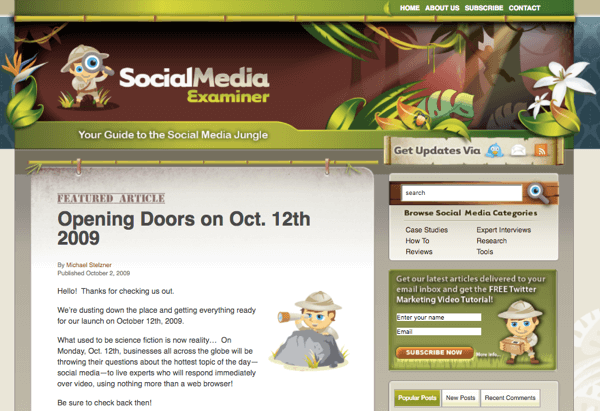 SocialMediaExaminer.com v októbri 2012.