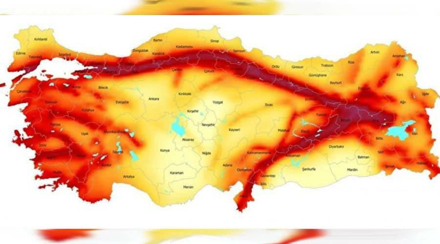 Mapa zemetrasenia v Turci